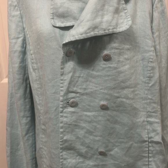 Ellen Tracy Light Blue Linen Blend Top Size 16 - Picture 4 of 12